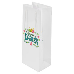 Happy Easter Colourful Easter Eggs Wine Gift Bag