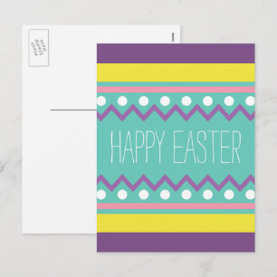 Happy Easter - Colourful Egg Design Holiday Postcard