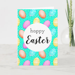 Happy Easter Colourful Egg Pattern Greeting Card