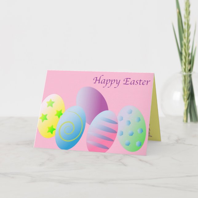 Happy Easter Colourful Eggs Customisable Card (Front)