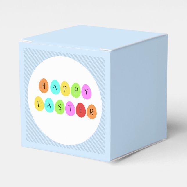 Happy Easter colourful eggs Favour Box (Front Side)