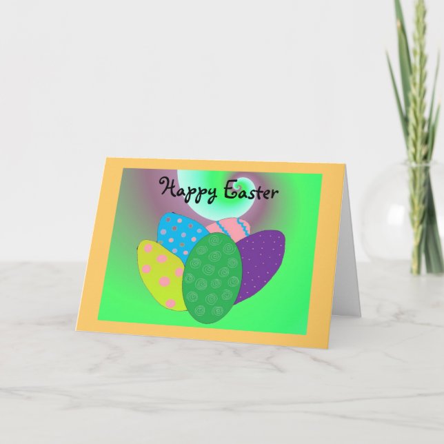 Happy Easter Colourful Eggs Holiday Card (Front)