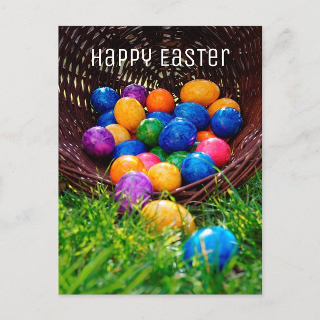Happy Easter Colourful Eggs Photo Postcard (Front)