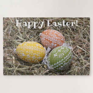 Happy Easter colourful eggs pisanky traditional Ji Jigsaw Puzzle