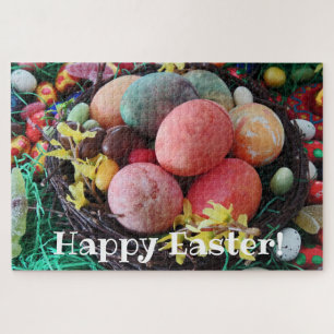 Happy Easter colourful eggs pisanky traditional Ji Jigsaw Puzzle