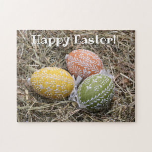 Happy Easter colourful eggs pisanky traditional Jigsaw Puzzle