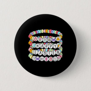 Happy Easter Colourful Friendship Bracelet  6 Cm Round Badge