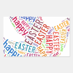Happy Easter Colourful Greeting Text Rectangular Sticker