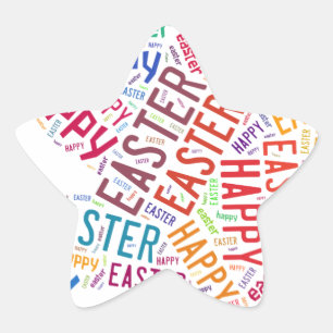 Happy Easter Colourful Greeting Text Star Sticker