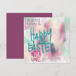 "Happy Easter"   Colourful Grunge Watercolor Easte Holiday Card
