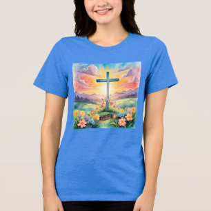 Happy Easter, colourful illustration, Tri-Blend Shirt