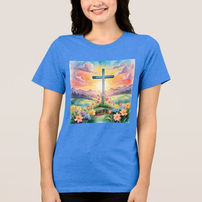 Happy Easter, colourful illustration, Tri-Blend Shirt (Front)