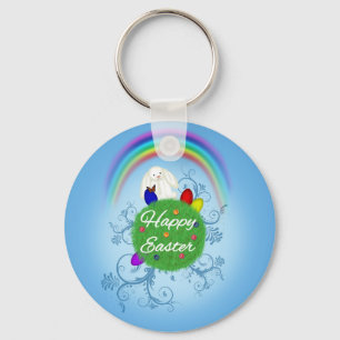 Happy Easter Colourful Planet Key Ring