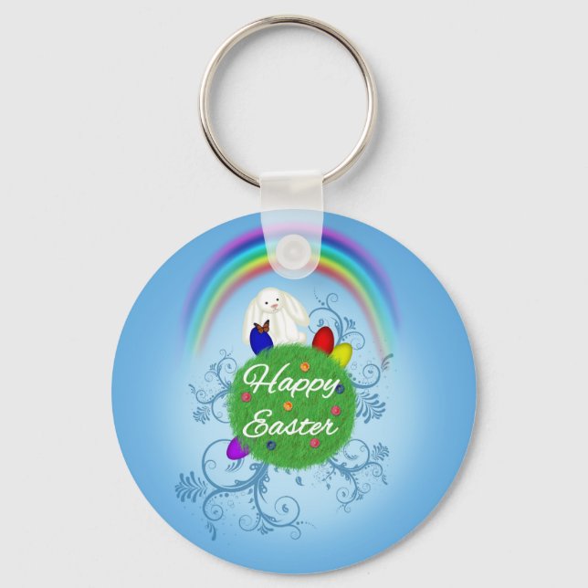 Happy Easter Colourful Planet Key Ring (Front)