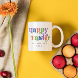 Happy Easter Colourful Retro Typography Coffee Mug