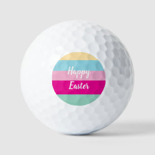 Happy Easter Colourful Stripes Pattern Golf Balls