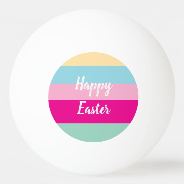 Happy Easter Colourful Stripes Pattern  Ping Pong Ball (Front)