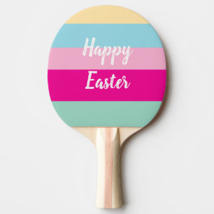 Happy Easter Colourful Stripes Pattern Ping Pong Paddle