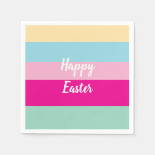Happy Easter Colourful Stripes Pattern Throw Pillo Napkin