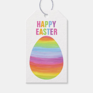 Happy Easter Colourful Stripes Striped Easter Egg Gift Tags