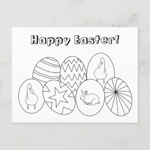 Happy Easter, Colouring Eggs Postcards