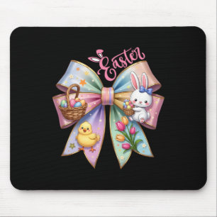 Happy Easter Coquette Bow Cute Bunny Hunt Eggs Gir Mouse Mat