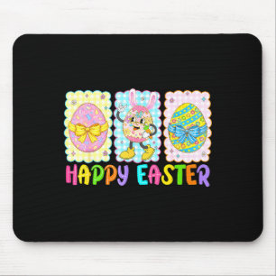 Happy Easter Coquette Bow Funny Easter Eggs Kids B Mouse Mat