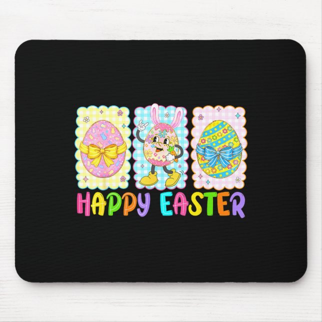 Happy Easter Coquette Bow Funny Easter Eggs Kids B Mouse Mat (Front)