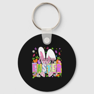 Happy easter coquette bow rabbit bunny easter day key ring