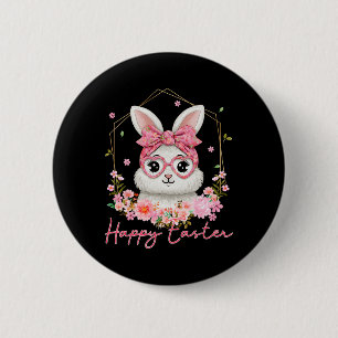 Happy Easter Coquette Floral Bunny Women Girl Kid 6 Cm Round Badge