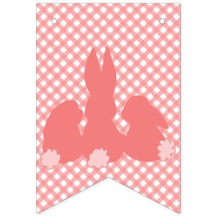 Happy Easter - Coral Easter Bunnies Bunting