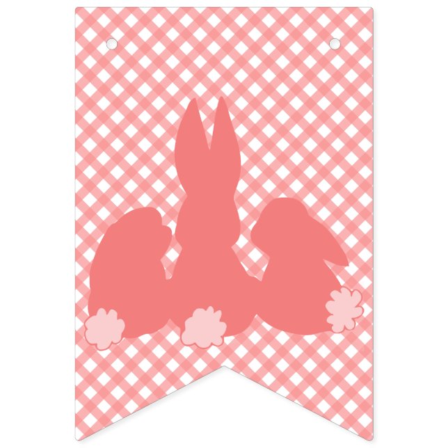 Happy Easter - Coral Easter Bunnies Bunting (First Flag)