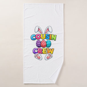 Happy Easter Cousin Crew Bunny Family Matching Eas Bath Towel