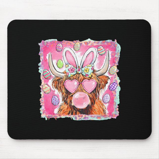 Happy Easter Cow Bunny Ears Bubblegum Pink Girly  Mouse Mat (Front)