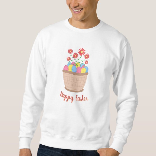 Happy Easter Cozy Spring Casual Menswear Style Sweatshirt (Front)