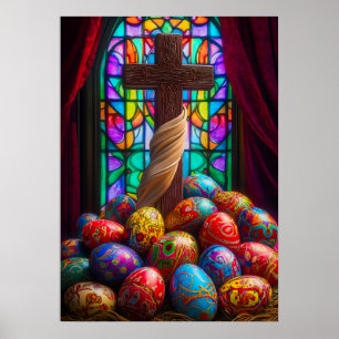 Happy Easter Cross Bible Jesus Poster