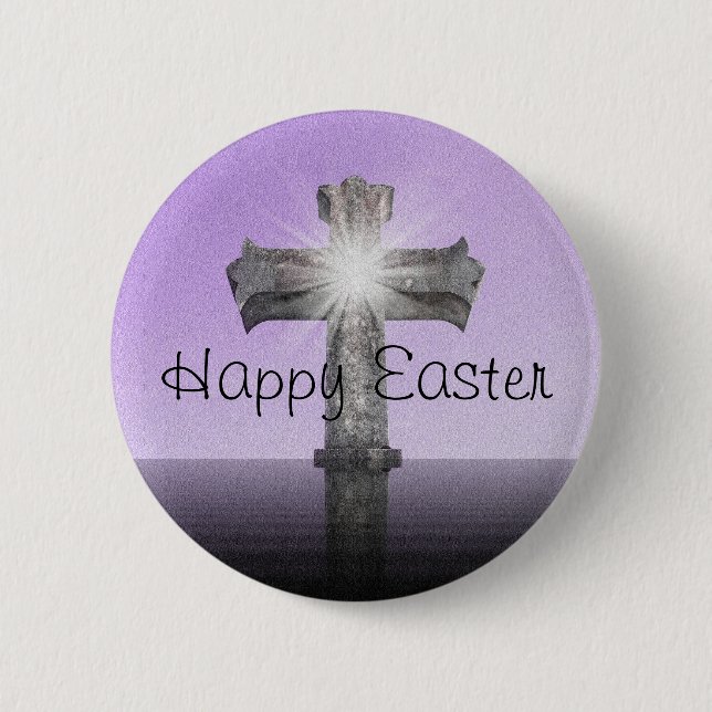 Happy Easter cross Inspirational lavender 6 Cm Round Badge (Front)