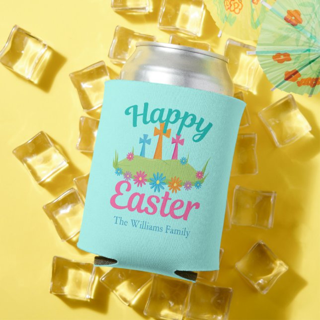 Happy Easter Crosses Custom Religious Party Can Cooler (In Situ Summer)