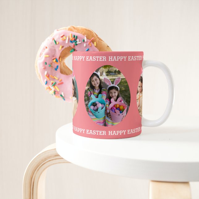 Happy Easter Custom 3 Egg Photo Collage Holiday Coffee Mug (Creator Uploaded)