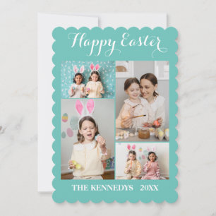Happy Easter Custom 4 Photo Collage Family easter Holiday Card