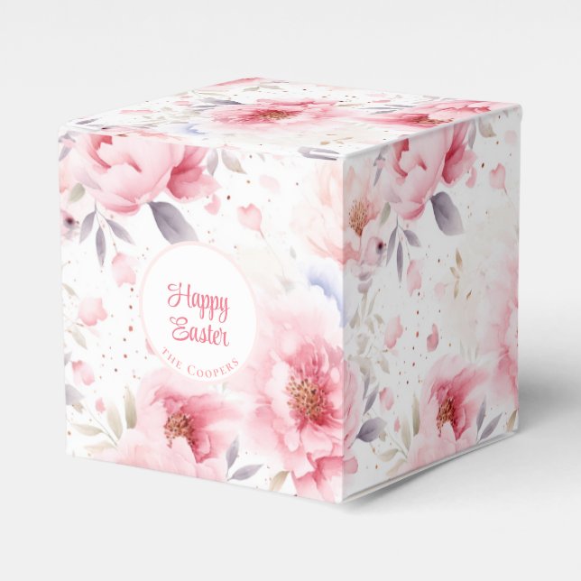 Happy Easter | Custom Name | Floral | Easter Favour Box (Front Side)