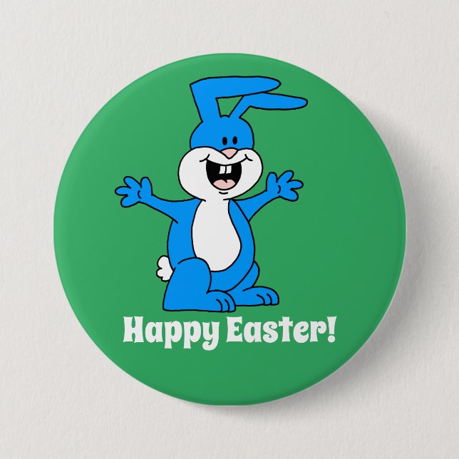 Happy Easter Cute And Excited Bunny 7.5 Cm Round Badge (Front)