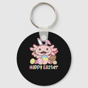 Happy Easter Cute Axolotl Easter With Easter Eggs Key Ring