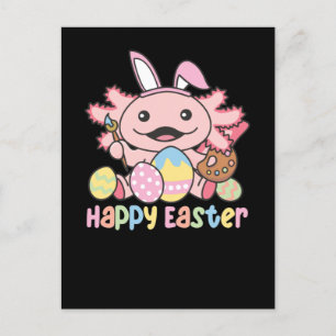 Happy Easter Cute Axolotl Easter With Easter Eggs Postcard
