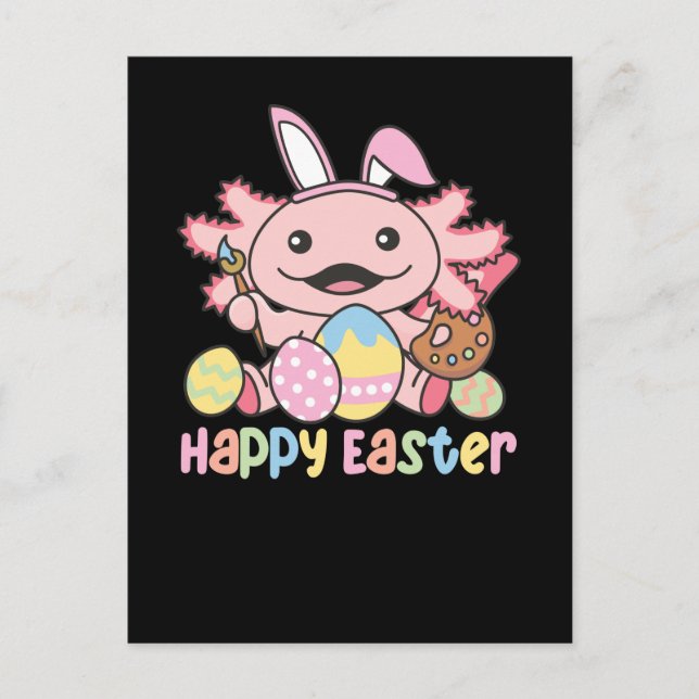 Happy Easter Cute Axolotl Easter With Easter Eggs Postcard (Front)