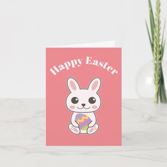 Happy Easter Cute Bunny Card (Front)