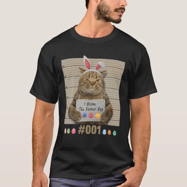 Happy Easter Cute Bunny Cat Eggs Basket Men Women T-Shirt (Front)