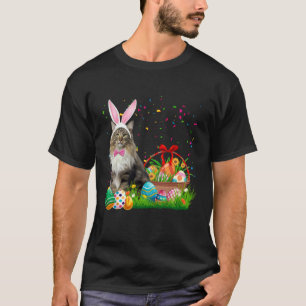 Happy Easter Cute Bunny Cat Eggs Basket Men Women T-Shirt