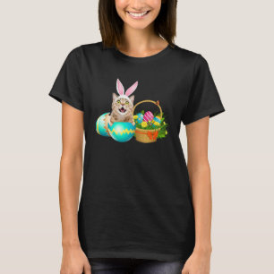 Happy Easter Cute Bunny Cat Eggs Basket Men Women T-Shirt
