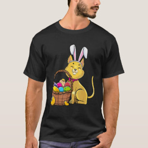 Happy Easter Cute Bunny Cat Eggs Basket Men Women T-Shirt